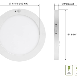 9 inch Slim Flush Mount With Motion and Day/Night Sensor 3CCT